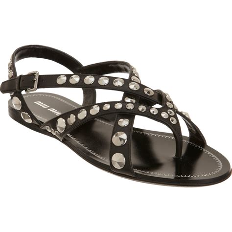 miu miu studded gladiator sandals|Miu Miu sandals sale.